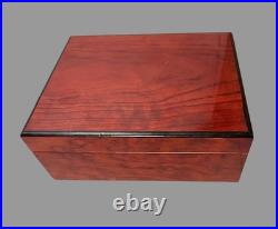 Antique Victorian Style Wooden Lined Cigar Humidor Storage Box Chest