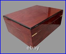 Antique Victorian Style Wooden Lined Cigar Humidor Storage Box Chest