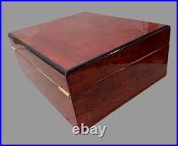 Antique Victorian Style Wooden Lined Cigar Humidor Storage Box Chest