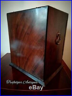 Antique Victorian Vintage Walnut Cigar Humidor Smokers Cabinet Box Safe C1890