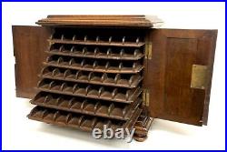 Antique Victorian Walnut Table Top Cigar Box / Humidor Box with Lock & Key