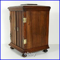 Antique Victorian Wood Cigar Caddy Box, Table Top Cabinet Cigar Presenter Box Antique Victorian Wood Cigar Caddy Box, Table Top Cabinet Cigar Presenter Box