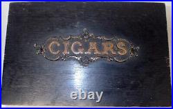 Antique Victorian Wooden Zinc Lined Cigars Box Humidor
