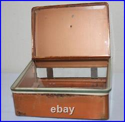 Antique Vintage Copper Corina Larks Cigar Humidor Display Box Case