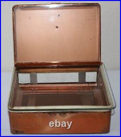 Antique Vintage Copper Corina Larks Cigar Humidor Display Box Case