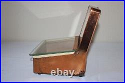 Antique Vintage Copper Corina Larks Cigar Humidor Display Box Case