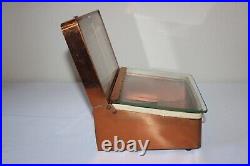 Antique Vintage Copper Corina Larks Cigar Humidor Display Box Case