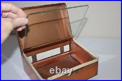 Antique Vintage Copper Corina Larks Cigar Humidor Display Box Case