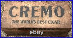 Antique Vintage Cremo Cigar 14 Tin Metal Tobacco Store Display Humidor Box Sign