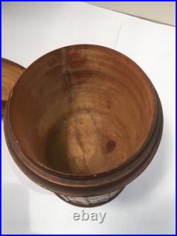 Antique Vintage Wood Carved Alligator Skin Humidor Canister Box
