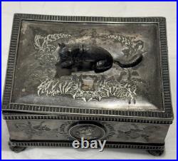 Antique Wilcox Silver Plated Humidor Cigarette box #1931 USA
