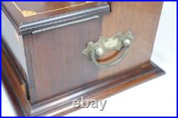 Antique Wood Inlay Tantalus Box Decanter Set Liquor Chest & Cigar Humidor with Key
