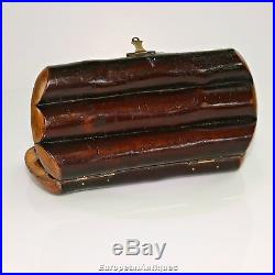 Antique Wood Leather CIGAR CASE Box Holder 1900s London Made by Muster-Schutz