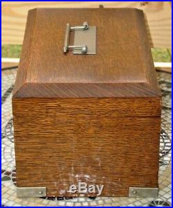 Antique Wood Metal Accents & Lined Cigar Tobacco Humidor Box & Key