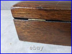 Antique Wood Sterling Silver Cigar Cigarette Humidor Box Silver Lined Arts Craft