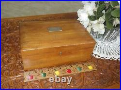 Antique Wood Wooden Humidor Cigar Tobacco Box Metal Lined Cherry Tiger Maple