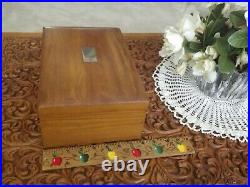 Antique Wood Wooden Humidor Cigar Tobacco Box Metal Lined Cherry Tiger Maple