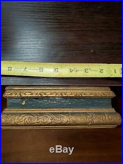 Antique Wooden Cigar Box / Humidor Lined Interior Beautifully Carved Trim