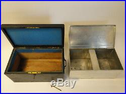 Antique Wooden Cigar box, Humidor, Lockable with key and metal insert F2-20