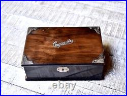 Antique Wooden Cigarette Box Silver Antique Cigar Humidor