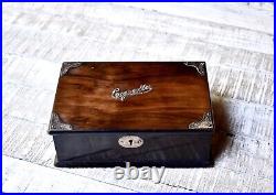 Antique Wooden Cigarette Box Silver Antique Cigar Humidor