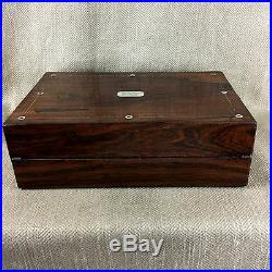 Antique cigar Humidor Victorian Rosewood Box Inlaid Mother Of Pearl