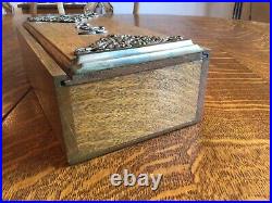 Antique oak cigar box humidor