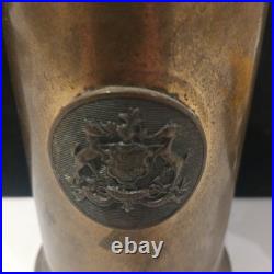 Antique ornate brass wood Italian armorial cigarette humidor box