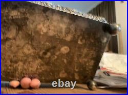 Antique ornate silver plate figural dresser cigar humidor vanity box Boy Satyr