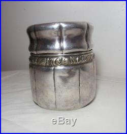 Antique silverplate brass lidded tobacco humidor tea caddy jar box container