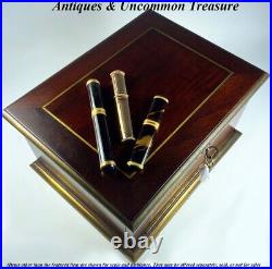 Antique to Vintage French Cigar Chest, Box, Presenter, Elegant Wood, Brass Trim