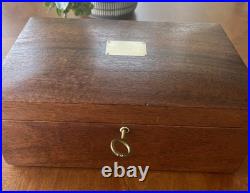 Antique vintage cigar humidor mahogany wood box