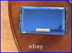 Art Deco Blue Glass Top Table Humidor/ Cigarette Box Marked CIGARROS RARE