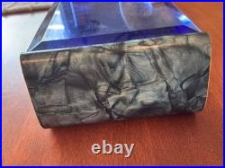 Art Deco Blue Glass Top Table Humidor/ Cigarette Box Marked CIGARROS RARE