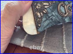 Art Deco Blue Glass Top Table Humidor/ Cigarette Box Marked CIGARROS RARE