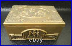 Art Deco Cigarette Box Humidor Cedar Lined Box Cherubs