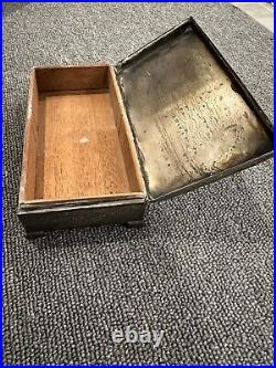 Art Deco Sterling Silver Humidor Cigar Cigarette Case Footed Box Poole
