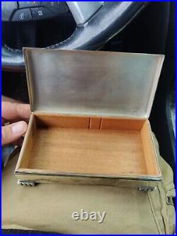 Art Deco Sterling Silver Humidor Cigar Cigarette Case Footed Box Poole'78