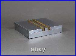 Art Deco chromed rectangular box, Antique 1930s, Metal & leather, Cigar humidor