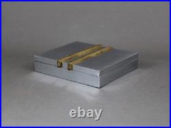 Art Deco chromed rectangular box, Antique 1930s, Metal & leather, Cigar humidor