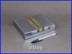 Art Deco chromed rectangular box, Antique 1930s, Metal & leather, Cigar humidor