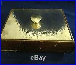 Arts & Crafts Style Hammered Sterling Silver & Wood Cigar Box Holder Humidor