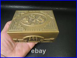 Arts Crafts Victorian Cigarette Box Humidor Cedar Lined Box Cherubs