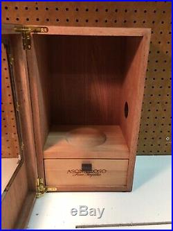 AsomBroso Hand Blown Glass Tequila Bottle Limited Edition Humidor Box Cigars