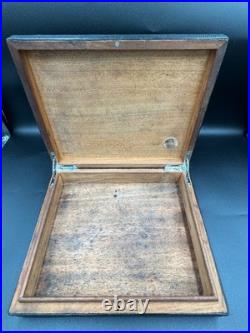 Atoll Cigar Case Box Humidor Alligator Black Leather Needs Restoration See Pics