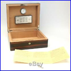 Baccarat Cut Glass & Striped Ebony Wood Humidor Cigar Box