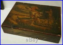 Beautiful Antique European Hand Painted Cigar Humidor Box