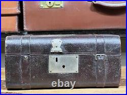 Beautiful Antique Leather miniature trunk Cigar Tobacco Box / humidor c1880