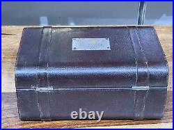 Beautiful Antique Leather miniature trunk Cigar Tobacco Box / humidor c1880