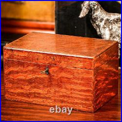 Beautiful Antique Wood Humidor Box with Key Tobacciana Cigar